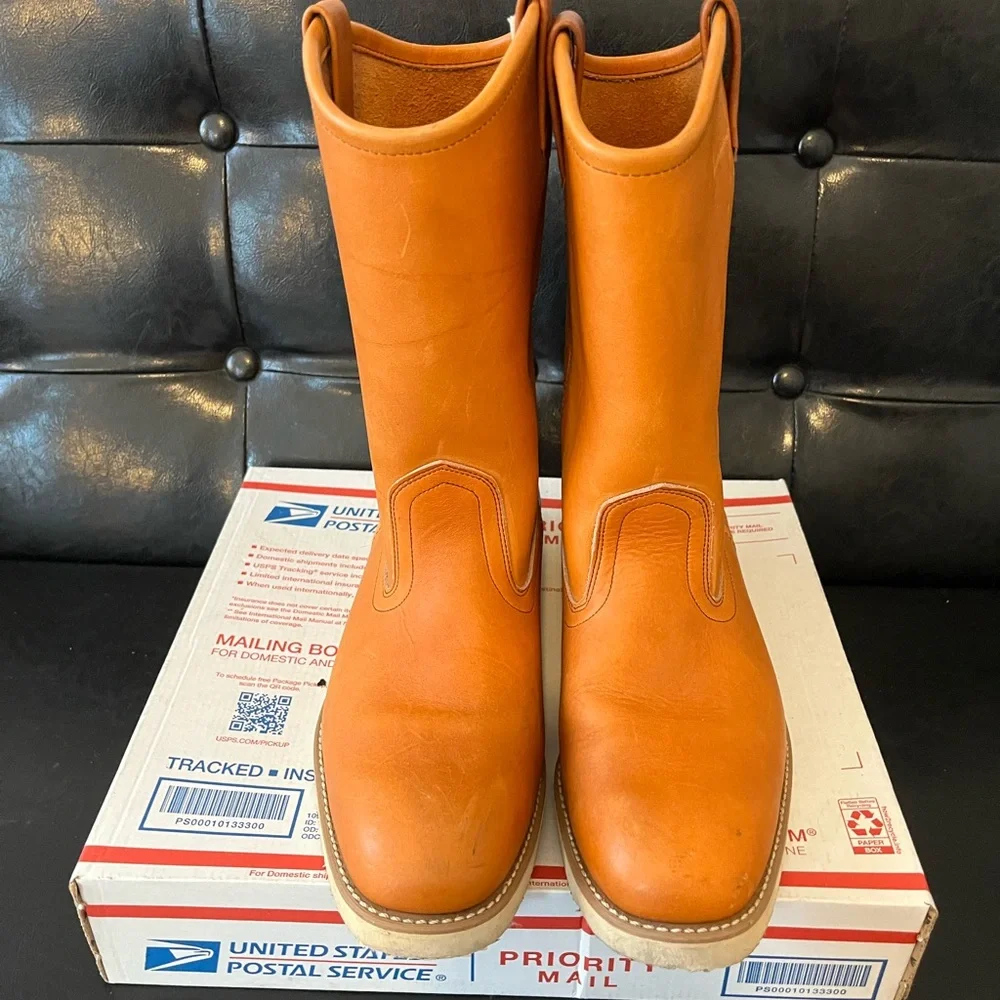 Vintage‎ Field & Stream Tan Leather Pull On Boots
